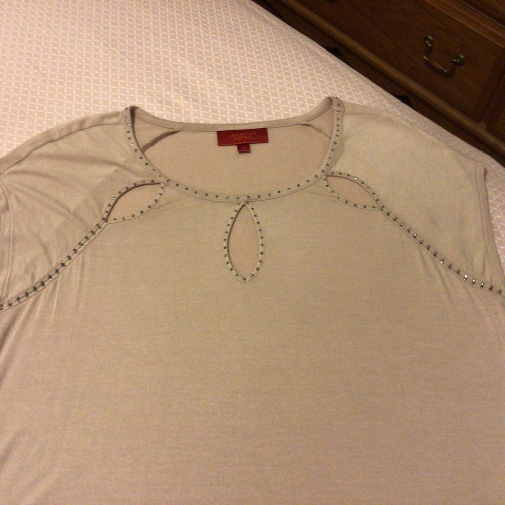 Jennifer Lopez Beige Blouse with Cut-Out Details